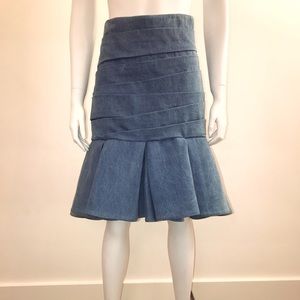 BALMAIN DENIM FIT AND FLARE SKIRT